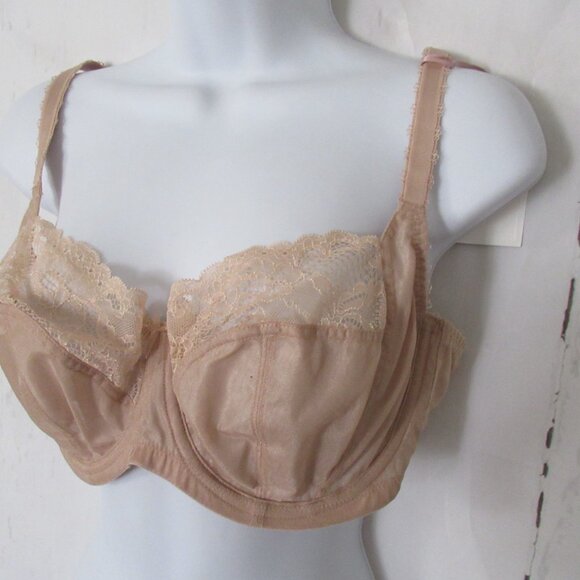 New Panache Bra 38DD Beige Tan Jasmine Balconette Sheer Lace Back Closure - Picture 4 of 6